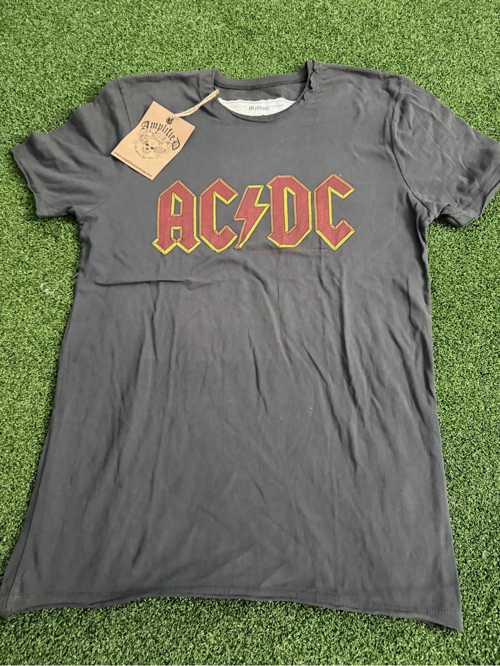 AC/DC Short Sleeve Crewneck Tee in Black with Red Logo